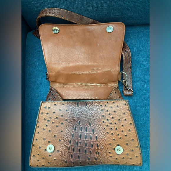 Cato Vegan Croc Embossed Leather Brown Satchel Top Handle/ Crossbody Brown Bag - Picture 10 of 16